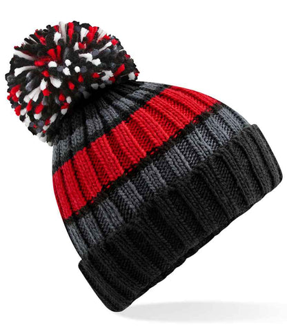Beechfield Hygge Striped Beanie in Black Cherry