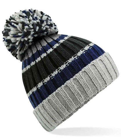 Beechfield Beechfield Hygge Striped Beanie Blue Steel