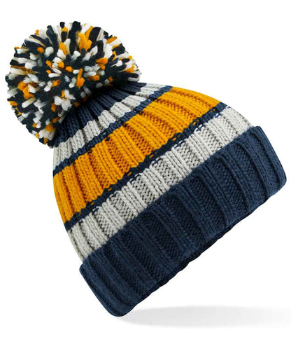 Beechfield Hygge Striped Beanie in Dijon Blue
