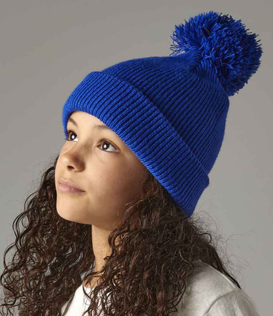 Beechfield Beechfield Kids Reflective Bobble Beanie Bright Royal