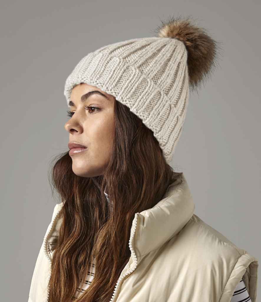 Beechfield Beechfield Faux Fur Pop Pom Chunky Beanie
