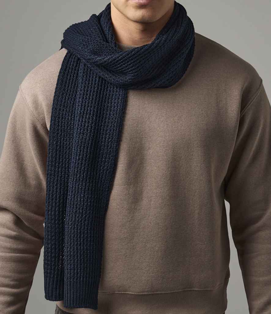 Beechfield Classic Waffle Knit Scarf in French Navy