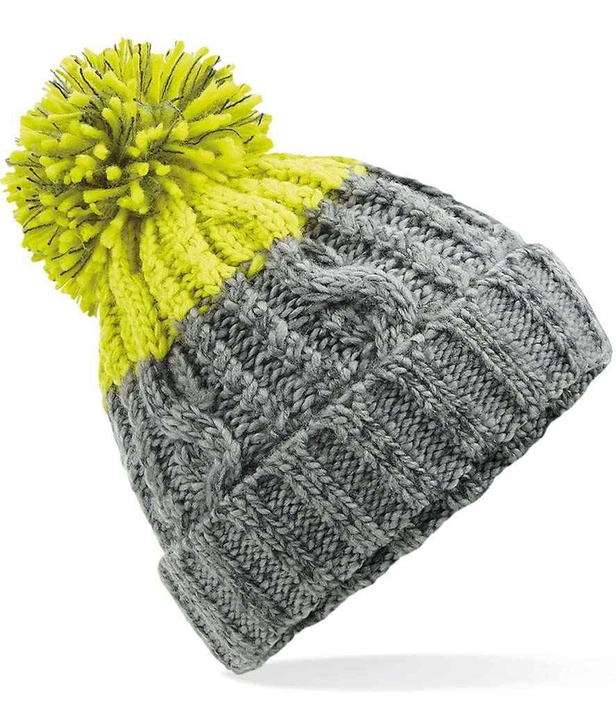 Beechfield Beechfield Apres Beanie Light Grey/Citron