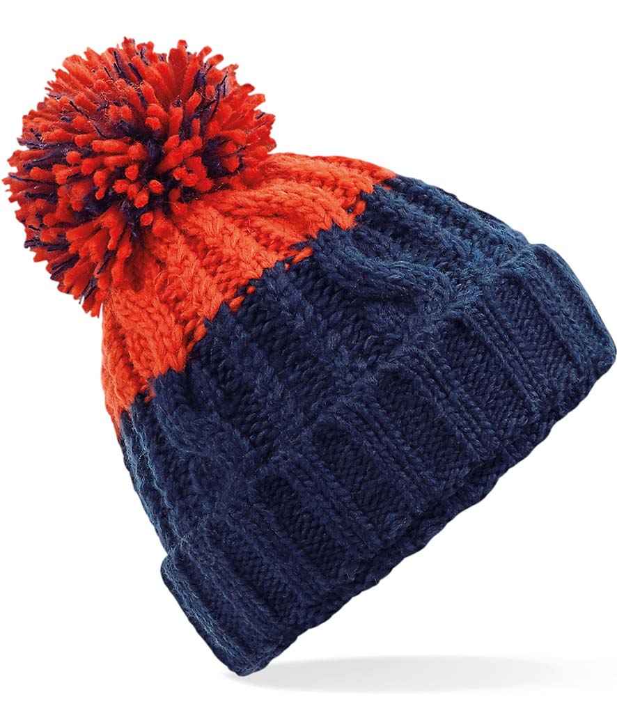 Beechfield Beechfield Apres Beanie Oxford Navy/Fire Red