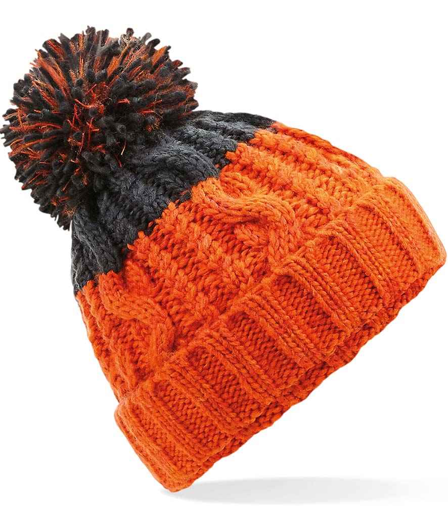 Beechfield Apres Beanie in Orange/Graphite Grey