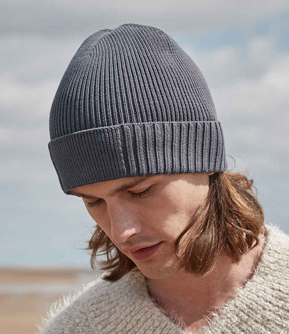 Beechfield Beechfield Organic Cotton Engineered Patch Beanie Graphite Grey