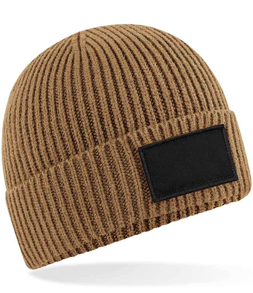 Beechfield Beechfield Fashion Patch Beanie Biscuit/Black