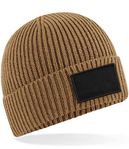 Beechfield Beechfield Fashion Patch Beanie Biscuit/Black