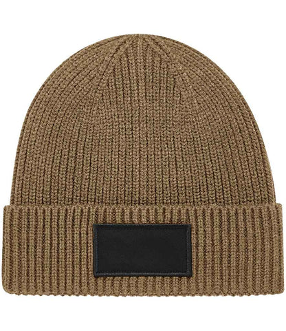 Beechfield Fashion Patch Beanie in Biscuit/Black