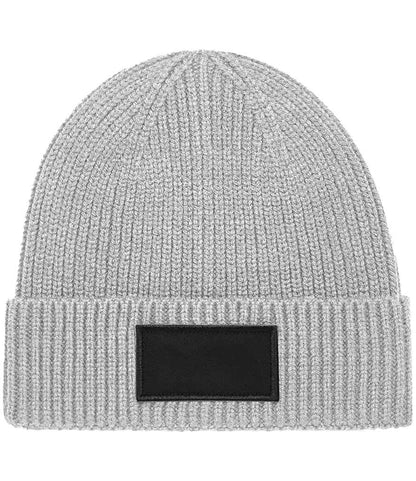 Beechfield Fashion Patch Beanie in Light Grey/Black