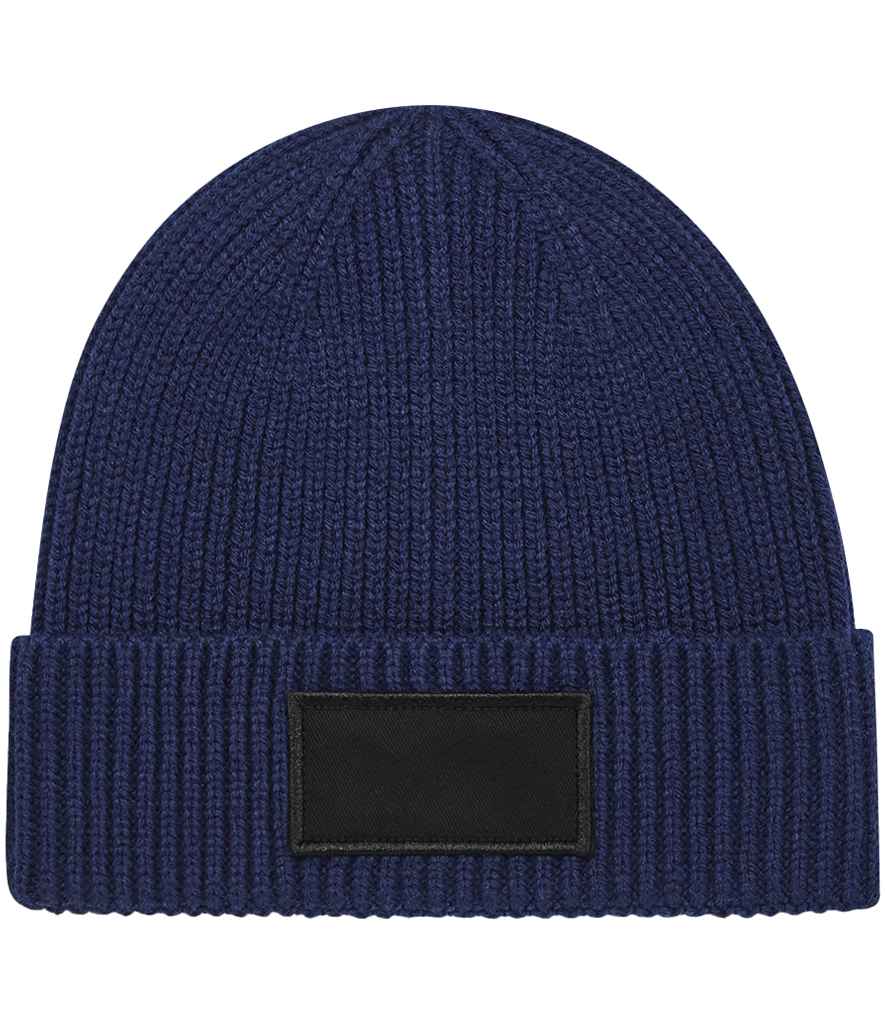 Beechfield Fashion Patch Beanie in Oxford Navy/Black