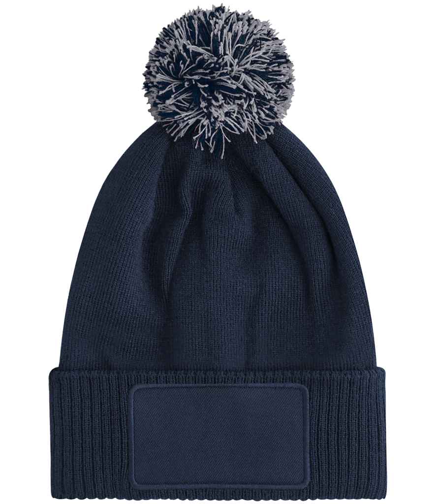 Beechfield Kids Snowstar® Patch Beanie in French Navy/Light Grey