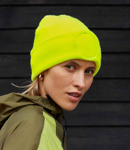 Beechfield Beechfield Circular Patch Beanie Fluorescent Yellow