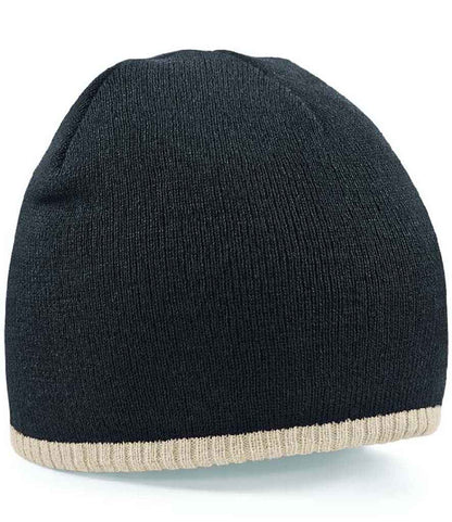 Beechfield Beechfield Two Tone Pull-On Beanie Black/Stone