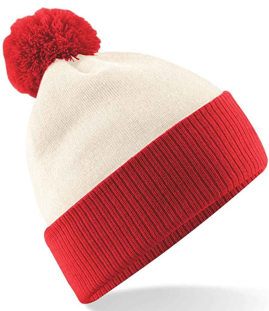 Beechfield Beechfield Snowstar® Two Tone Beanie Off White/Bright Red