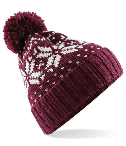 Beechfield Beechfield Fair Isle Snowstar® Beanie Burgundy/White