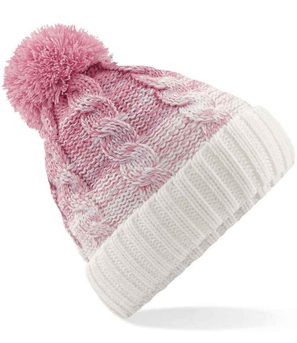 Beechfield Beechfield Ombré Pom Pom Beanie Dusky Pink/Off White