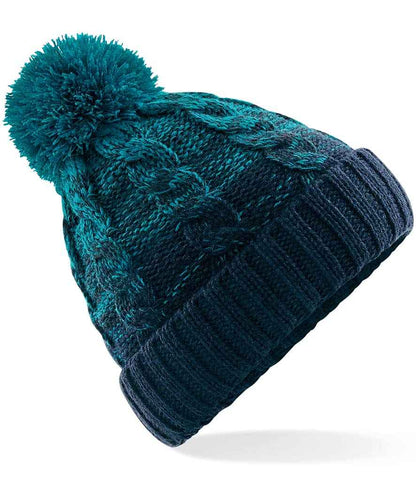 Beechfield Beechfield Ombré Pom Pom Beanie Teal/French Navy