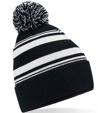 Beechfield Striped Fan Beanie in Black/White