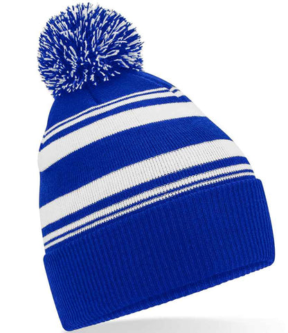 Beechfield Beechfield Striped Fan Beanie Bright Royal/White