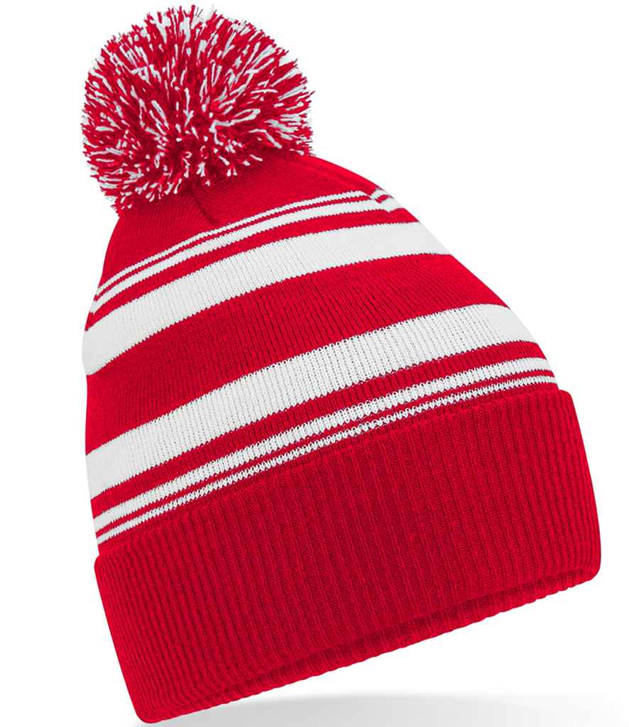 Beechfield Beechfield Striped Fan Beanie Classic Red/White