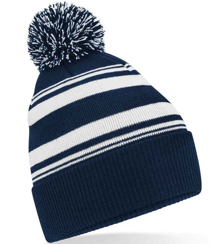 Beechfield Beechfield Striped Fan Beanie French Navy/White