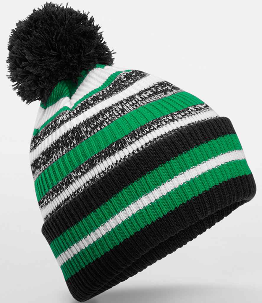Beechfield Beechfield Multi-Sport Fan Beanie Black/Kelly Green/White