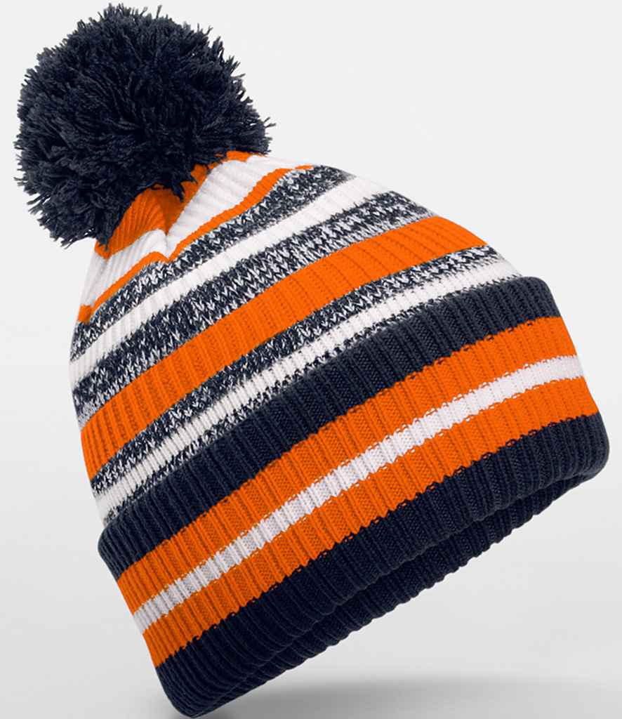 Beechfield Multi-Sport Fan Beanie in French Navy/Orange/White