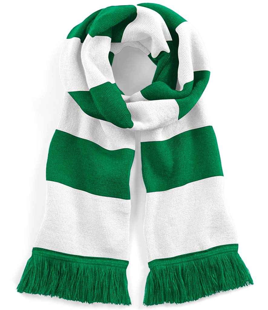 Beechfield Stadium Scarf in Kelly Green/White