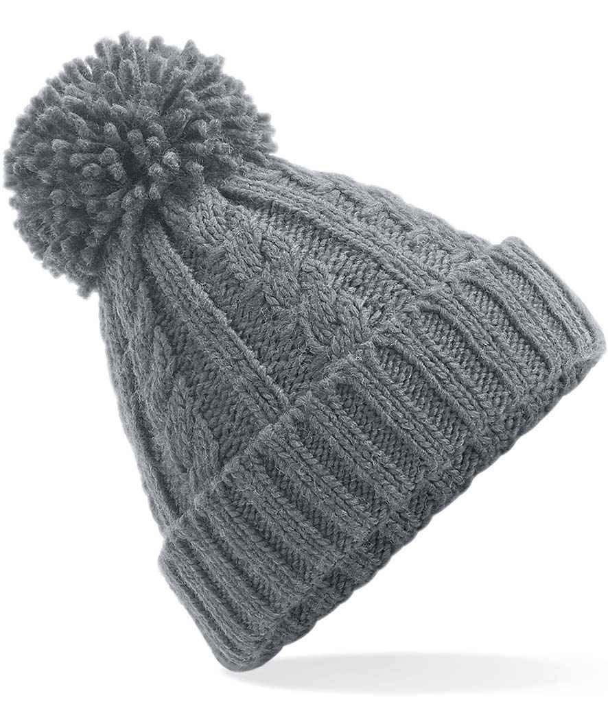 Beechfield Beechfield Cable Knit Melange Beanie Light Grey