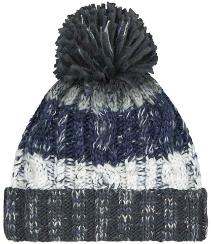Beechfield Corkscrew Pom Pom Beanie in Arctic Dawn