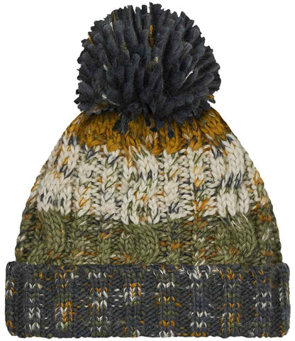 Beechfield Corkscrew Pom Pom Beanie in Autumn Moss
