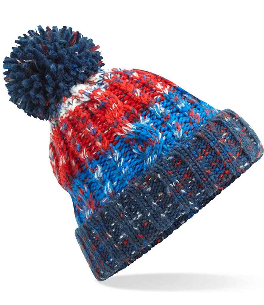 Beechfield Beechfield Corkscrew Pom Pom Beanie Chilli Blues