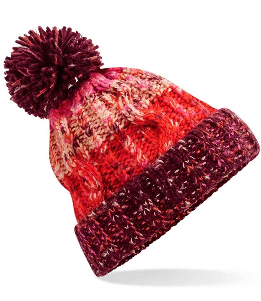 Beechfield Beechfield Corkscrew Pom Pom Beanie Cherry Sherbet