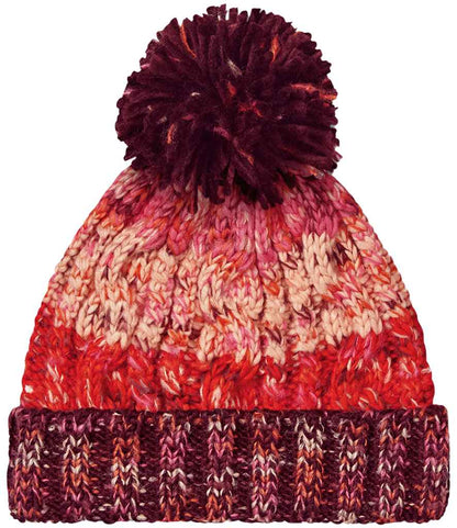 Beechfield Corkscrew Pom Pom Beanie in Cherry Sherbet