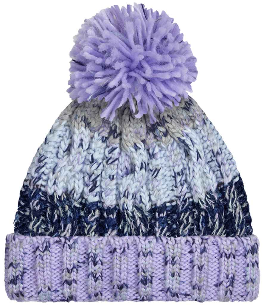 Beechfield Corkscrew Pom Pom Beanie in Lavender Fizz