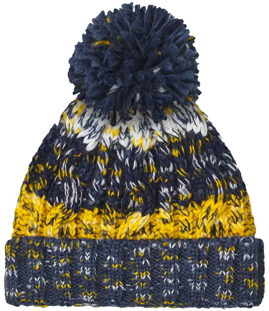 Beechfield Corkscrew Pom Pom Beanie in Morning Frost