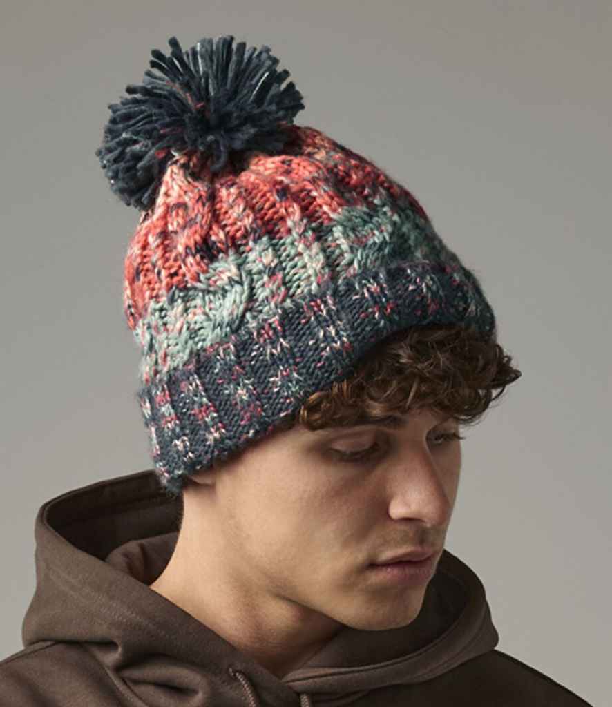 Beechfield Beechfield Corkscrew Pom Pom Beanie Watermelon Breeze