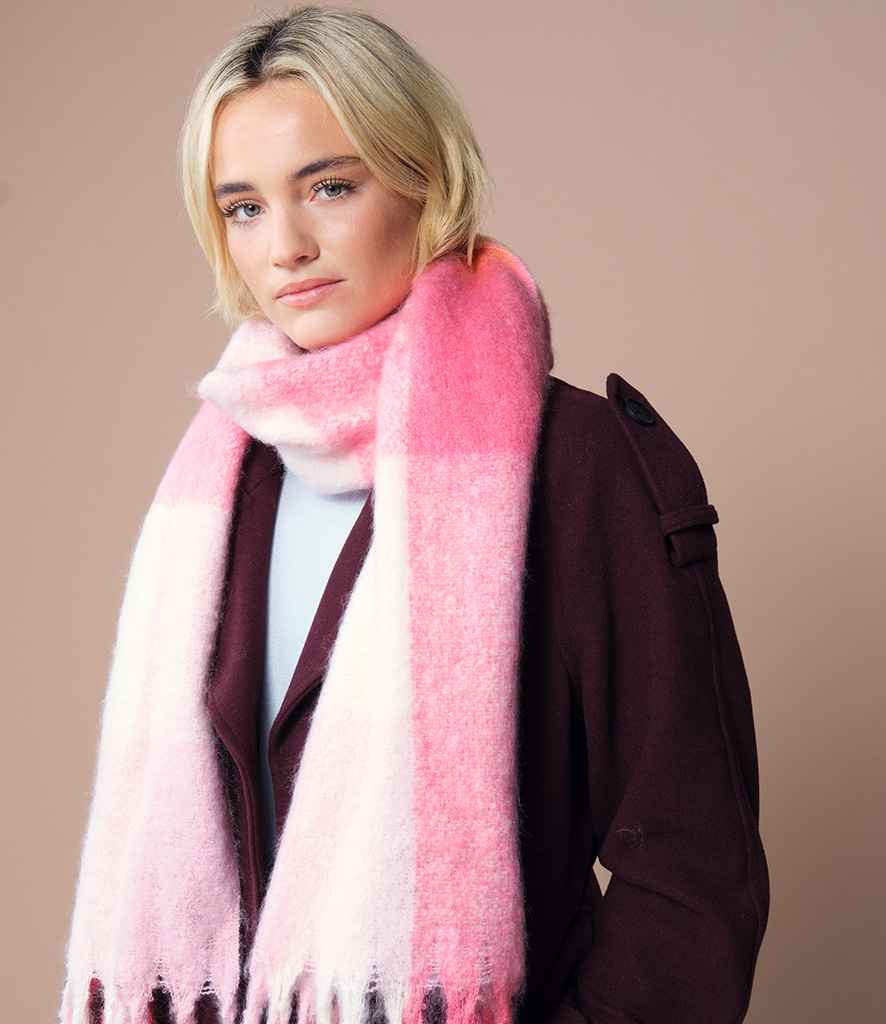 Beechfield Fluffy Check Scarf - model image