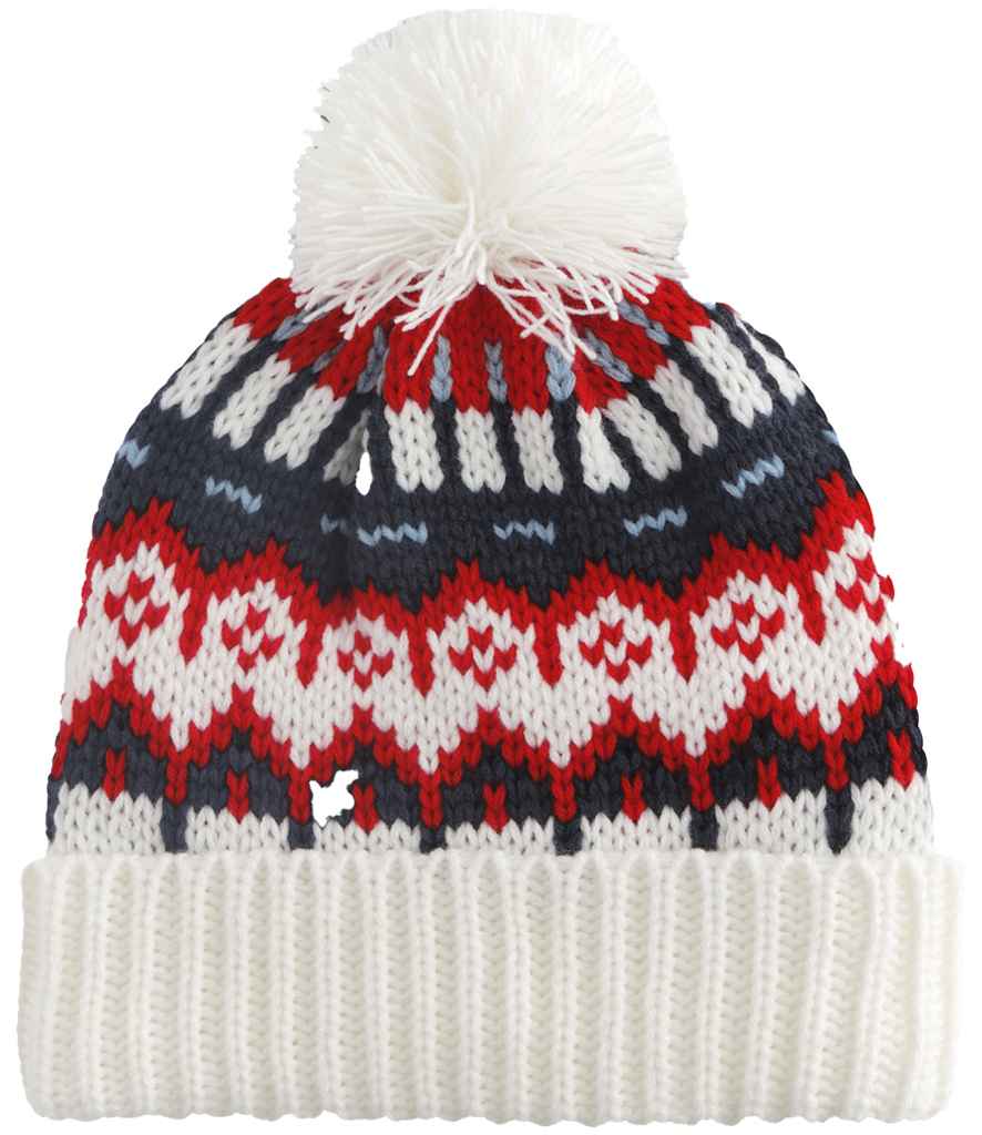 Beechfield Retro Ski Beanie in White Out
