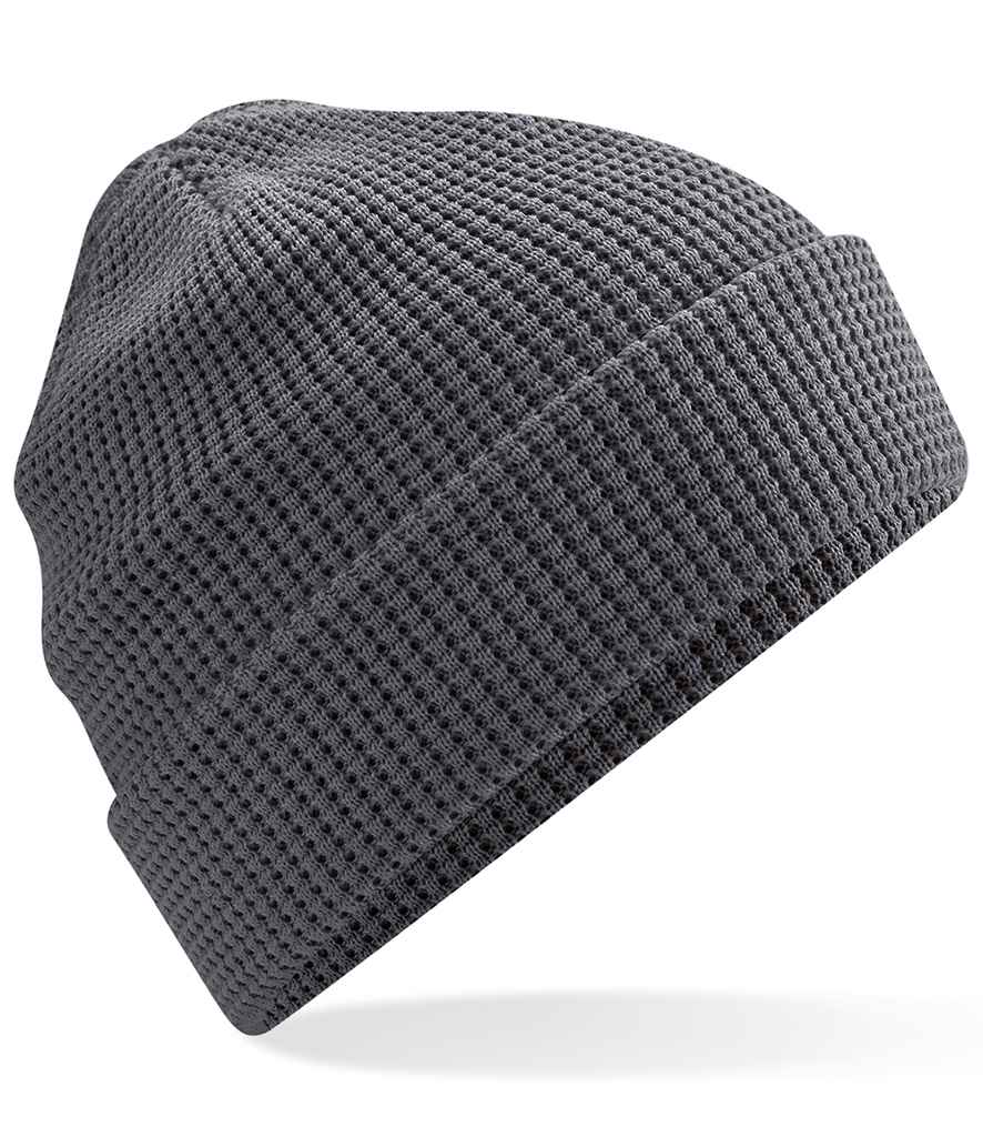 Beechfield Organic Cotton Waffle Beanie in Graphite Grey