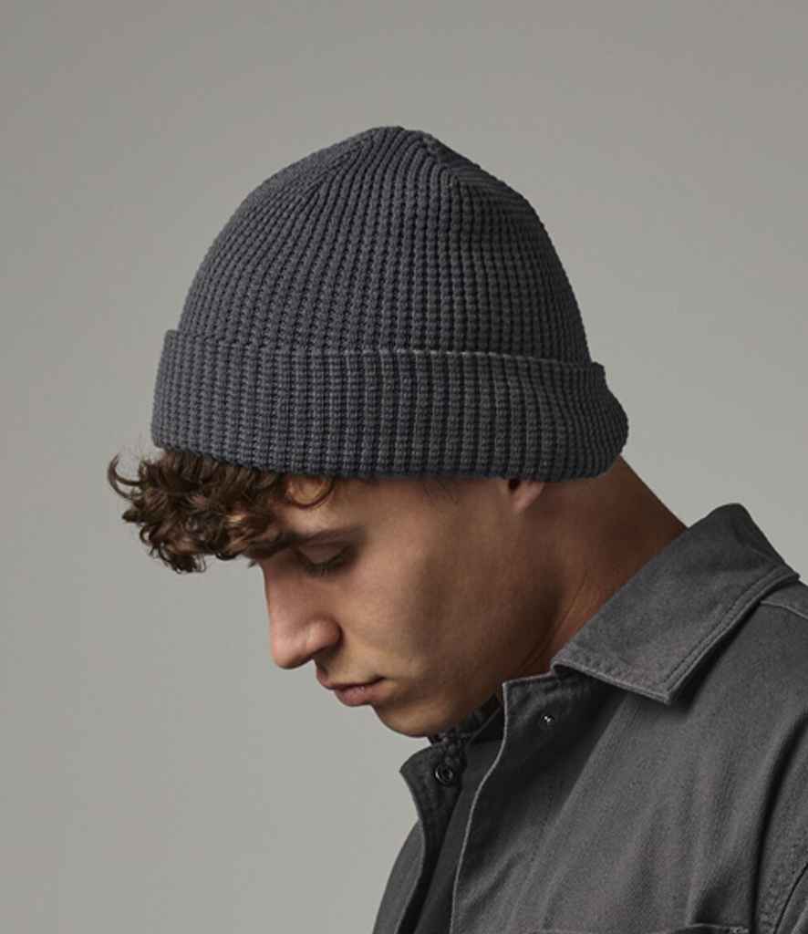 Beechfield Beechfield Organic Cotton Waffle Beanie Graphite Grey