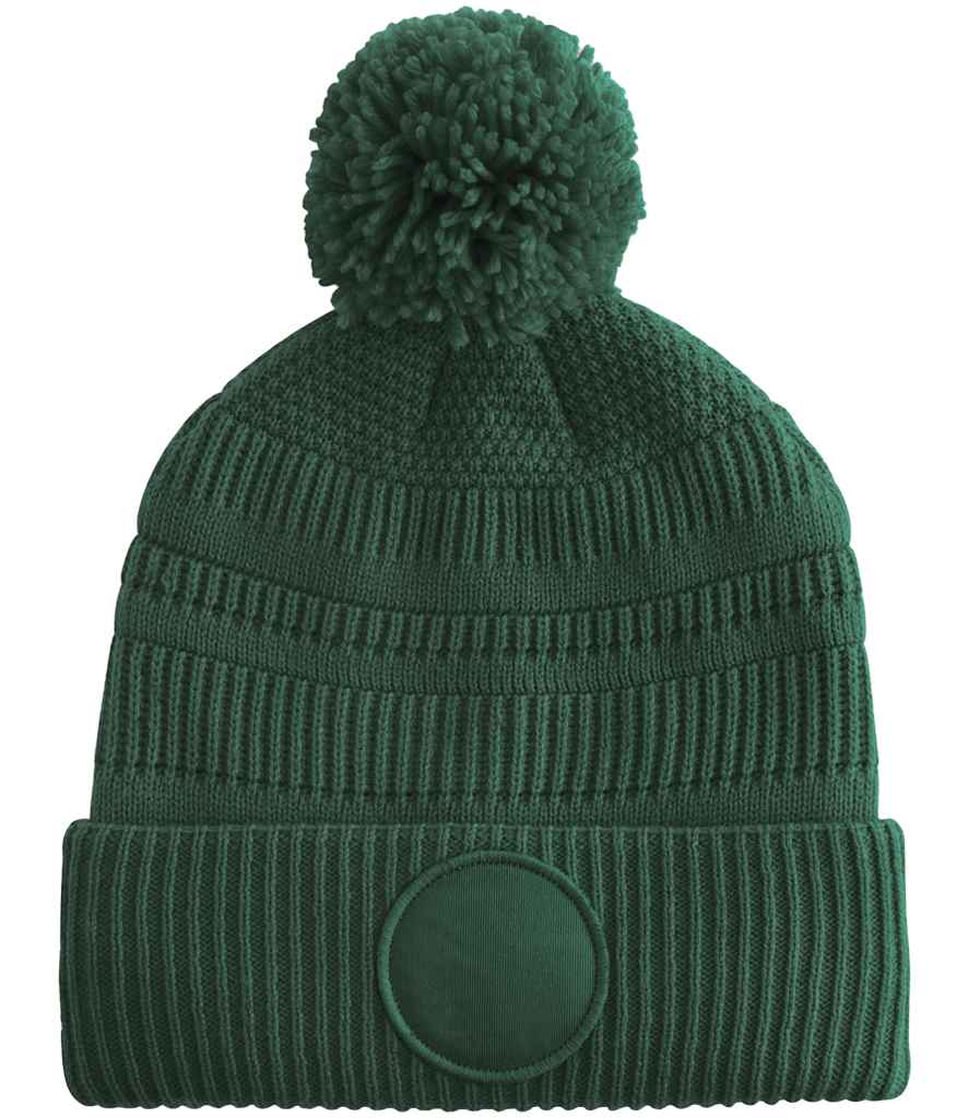 Beechfield Fan Patch Beanie in Bottle Green