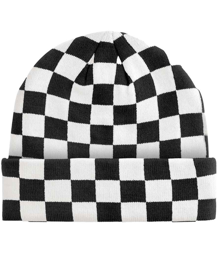 Beechfield Checkerboard Beanie in Black/Soft White