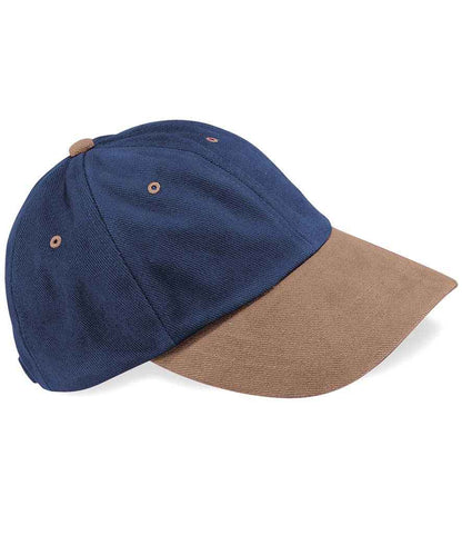 Beechfield Heavy Brushed Low Profile Cap in Navy/Taupe