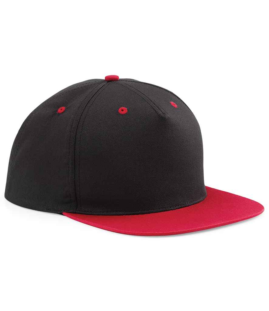 Beechfield 5 Panel Contrast Snapback in Black/Classic Red
