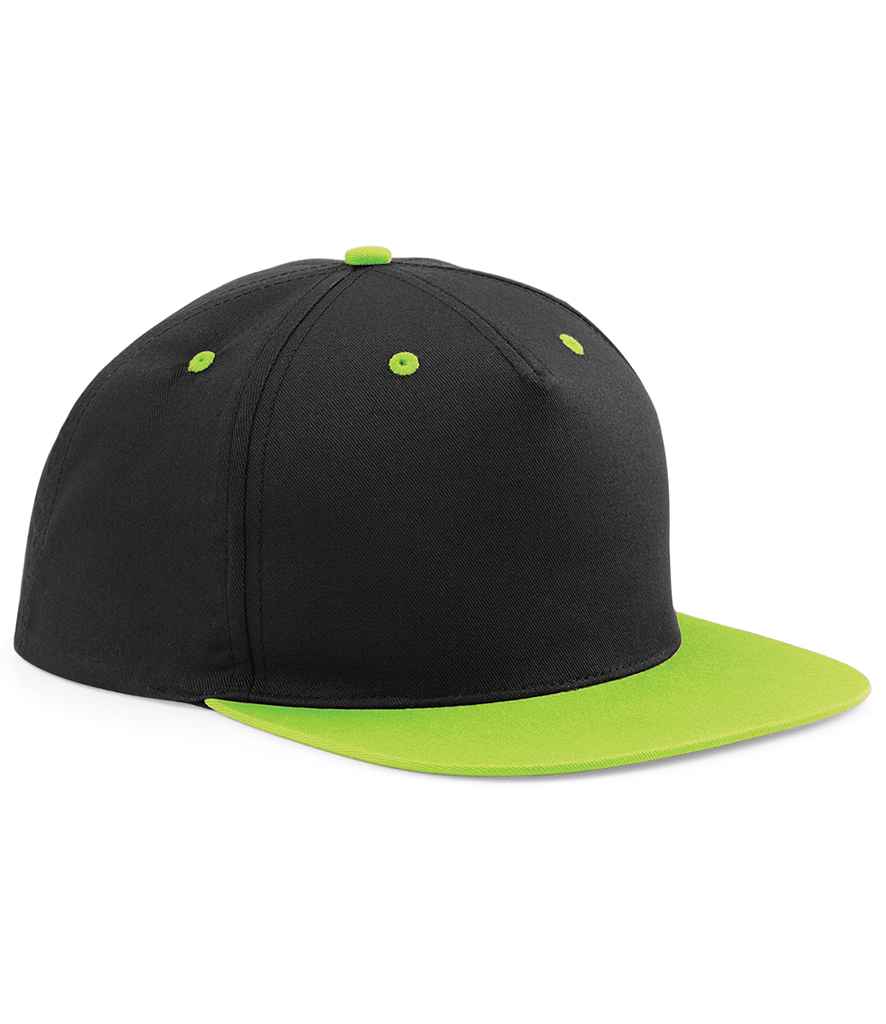 Beechfield Beechfield 5 Panel Contrast Snapback Black/Lime Green