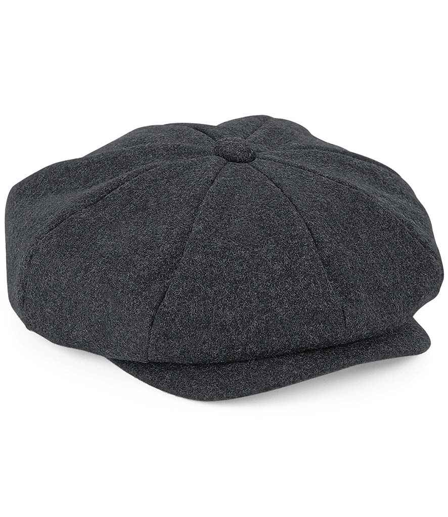 Beechfield Melton Wool Baker Boy Cap in Charcoal Marl