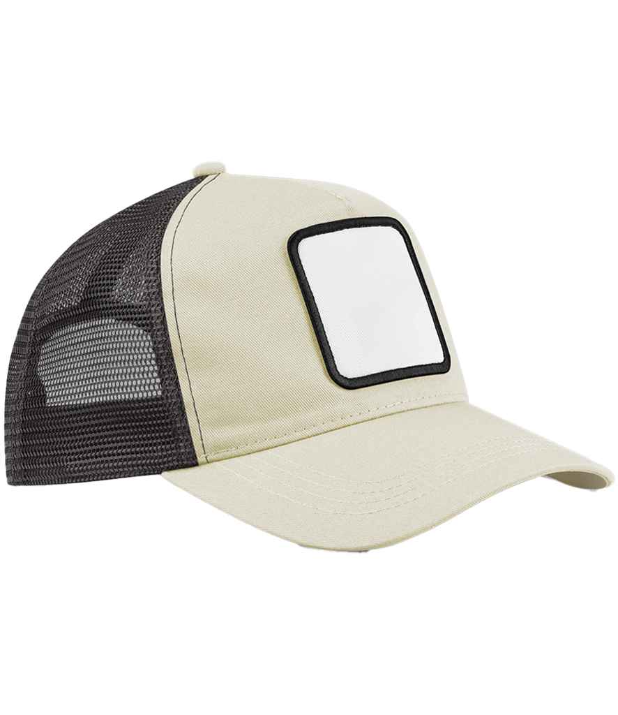 Beechfield Beechfield Appliqué Patch 5 Panel Trucker Cap Stone/Shadow Grey