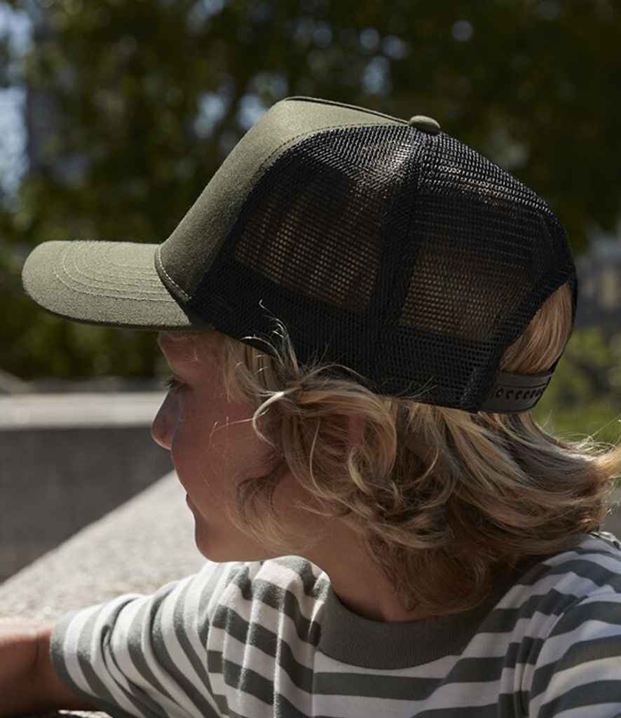 Beechfield Beechfield Kids Snapback Trucker Cap Olive Green/Black